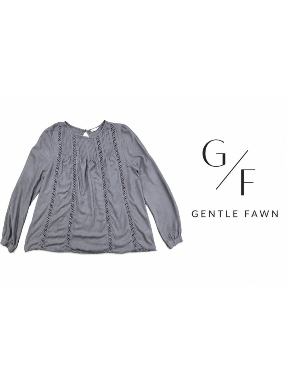 Gentle Fawn Blue Long Sleeve Pintuck Blouse ~ Small